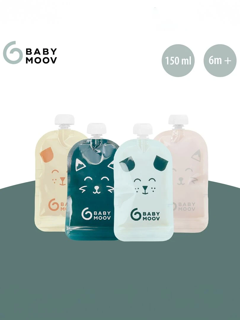 Lot de 20 gourdes réutilisables 'BabyMoov' multicolore