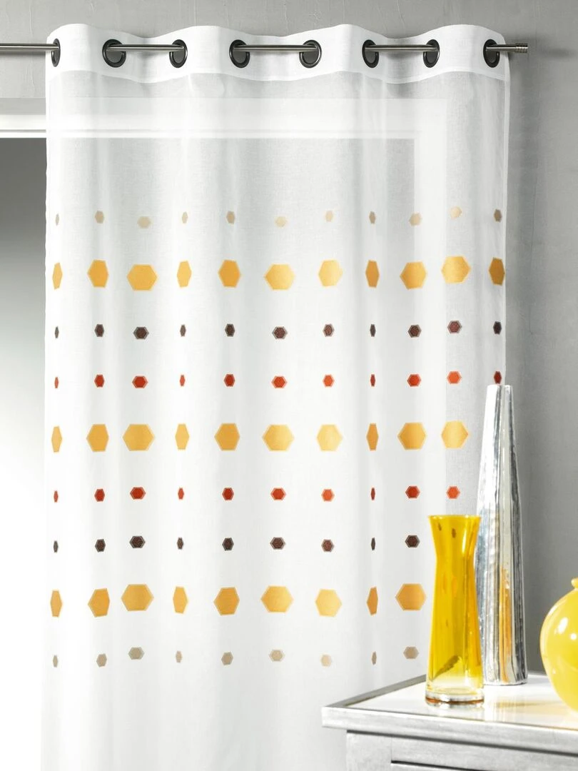 Voilage en jacquard aux imprimés hexagonaux Jaune