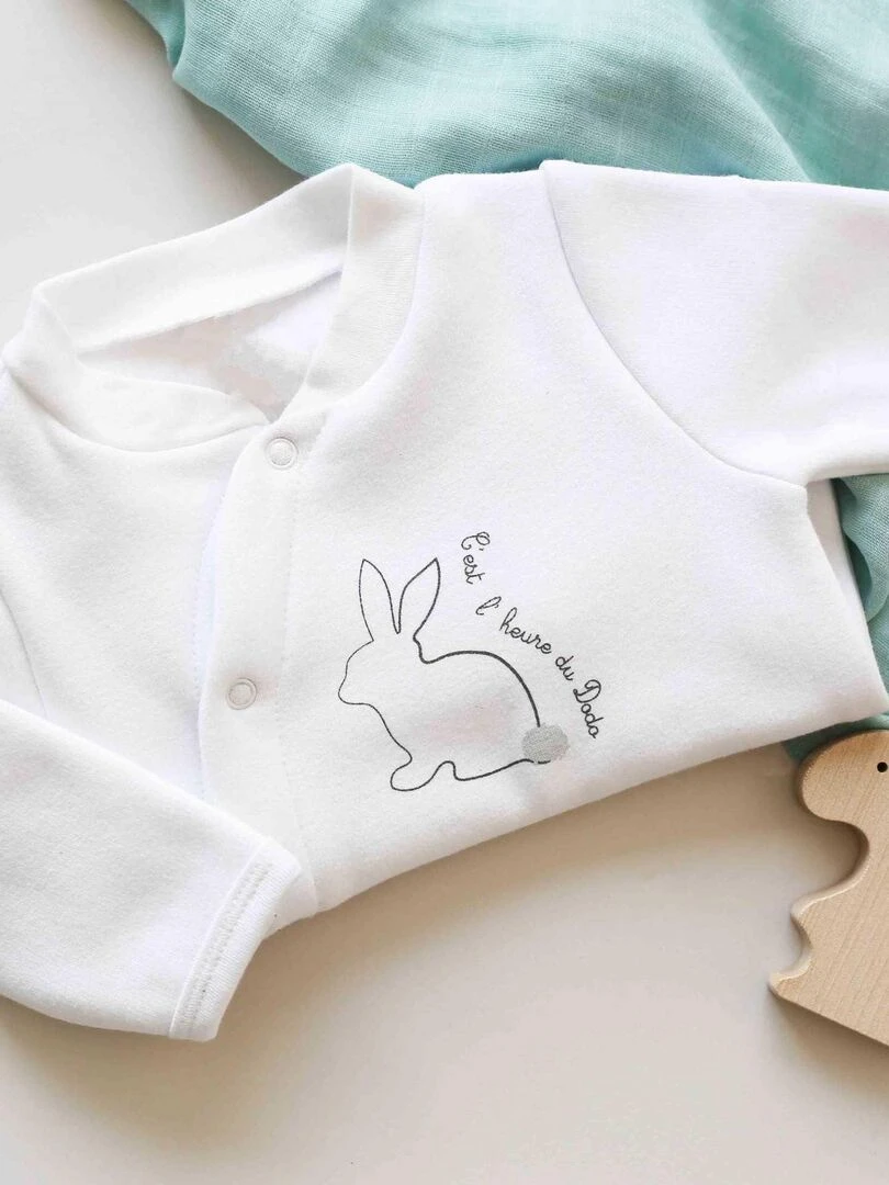 Pyjama naissance en molleton Blanc