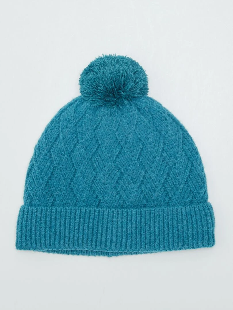 Bonnet en maille fantaisie Bleu