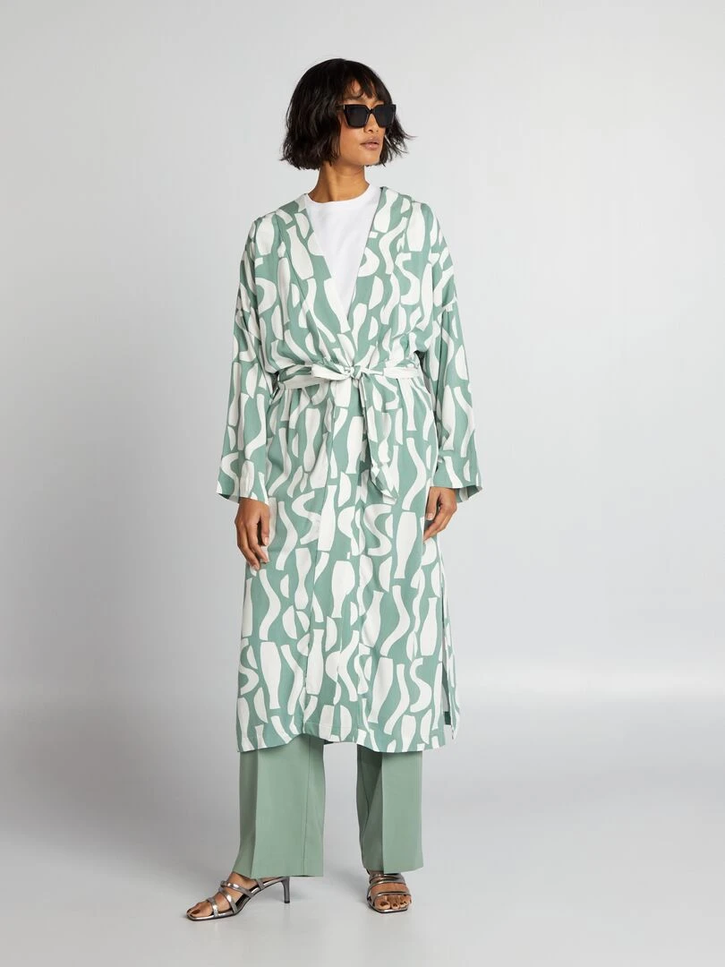 Kimono long   Vert/blanc