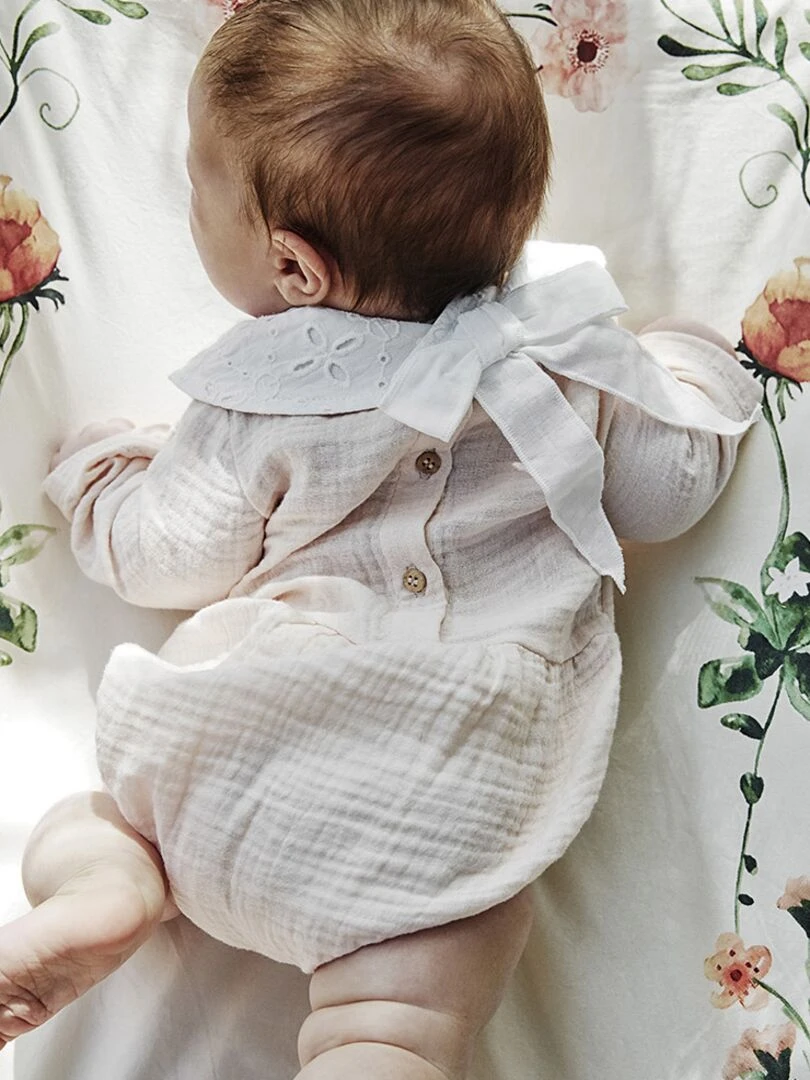 Bavoir bandana broderie anglaise Embroidery   Ecru