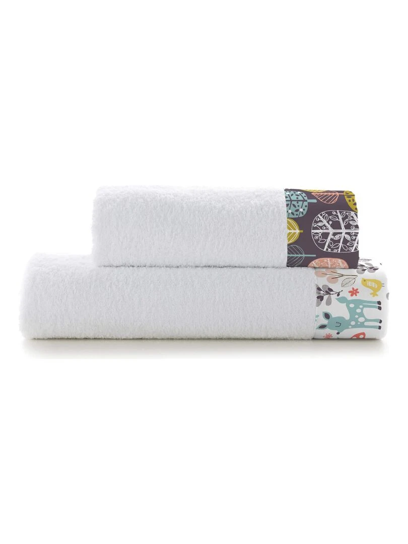 Lot de serviettes Woodland "Happyfriday" Blanc