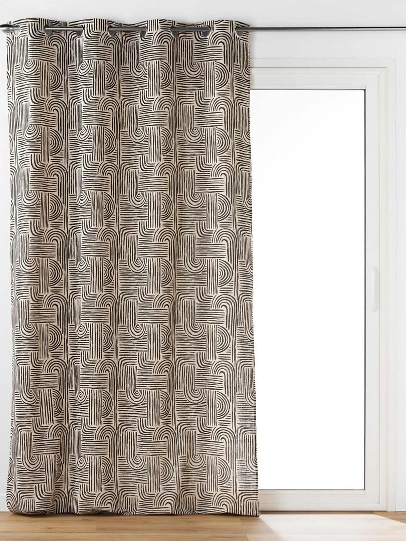 Rideau à œillets avec motifs ethniques Noir