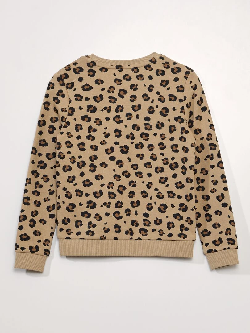 Sweat en molleton imprimé fantaisie   Beige léopard