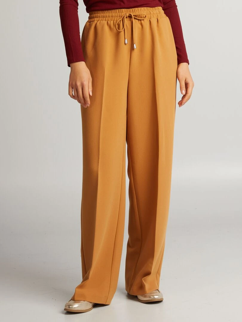 Pantalon droit avec liens à nouer Marron