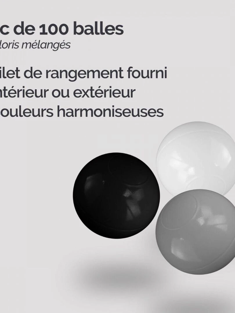 Lot de 2 sacs de 100 balles   Bleu  gris  blanc et transparent   Noir