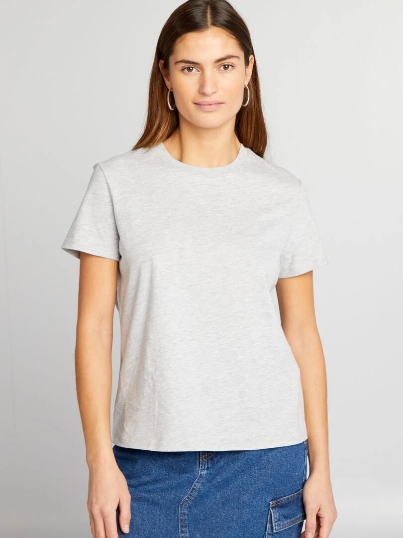 T shirt uni en jersey   Gris