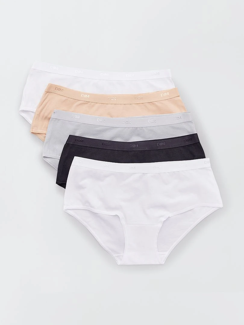 Les Pockets de 'DIM' lot de 5 boxers blanc/noir/gris/rose