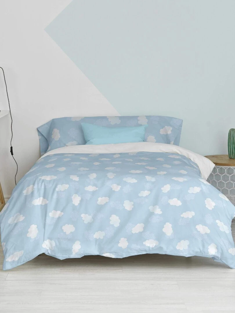 Parure housse de couette 2 pièces Clouds "Happyfriday"   Beige