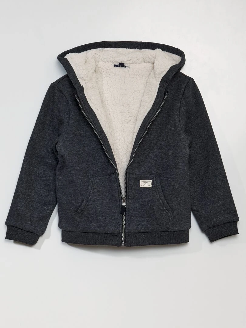 Sweat zippée avec capuche   Gris foncé