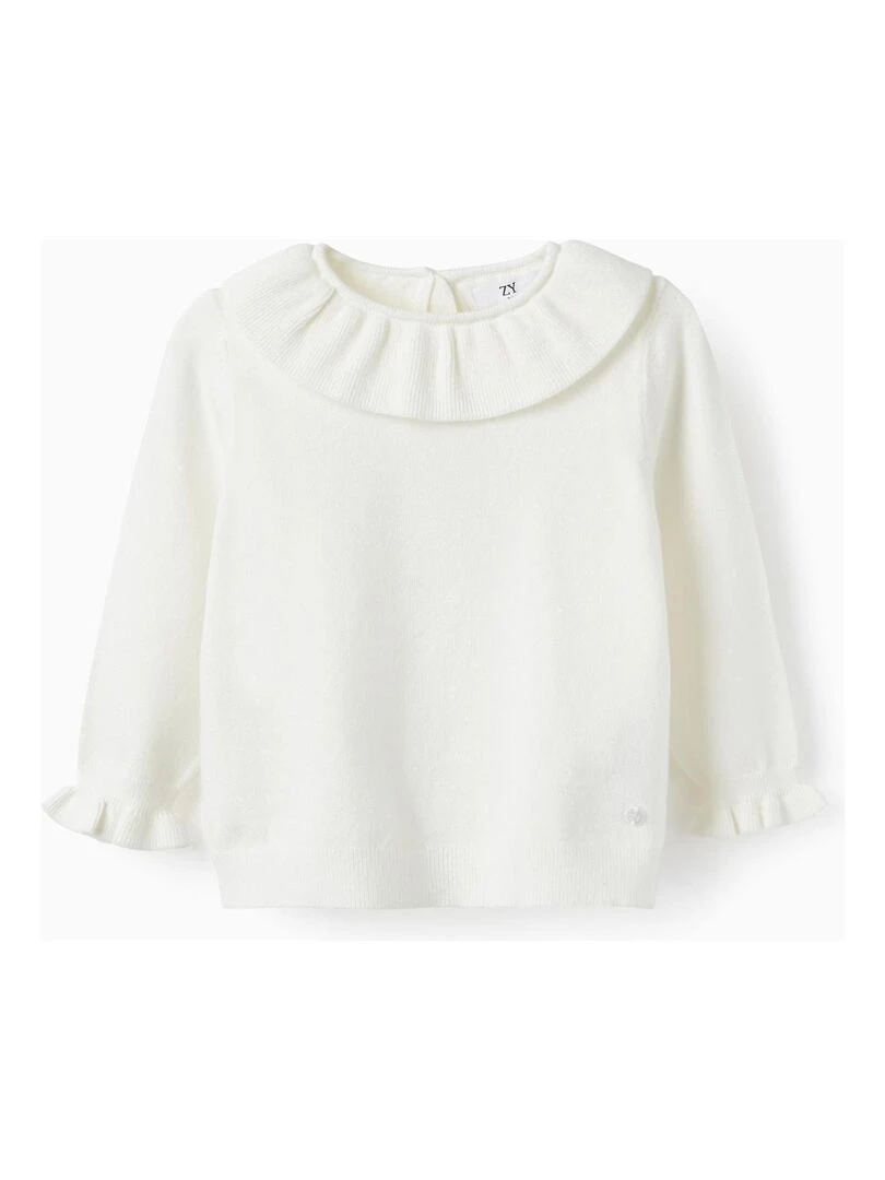 Pull en Maille avec Volants pour Bébé Fille ROYALS OFF DUTY Blanc