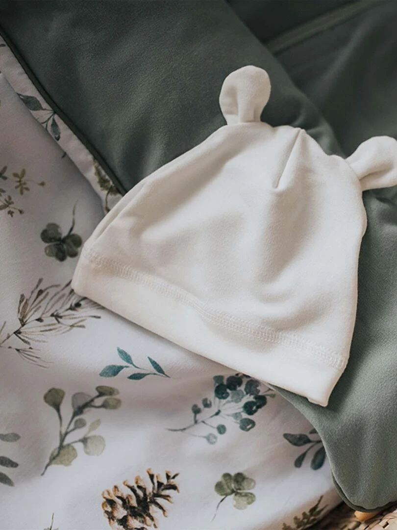 Bonnet ourson bébé en bambou  Uni   Vieux rose