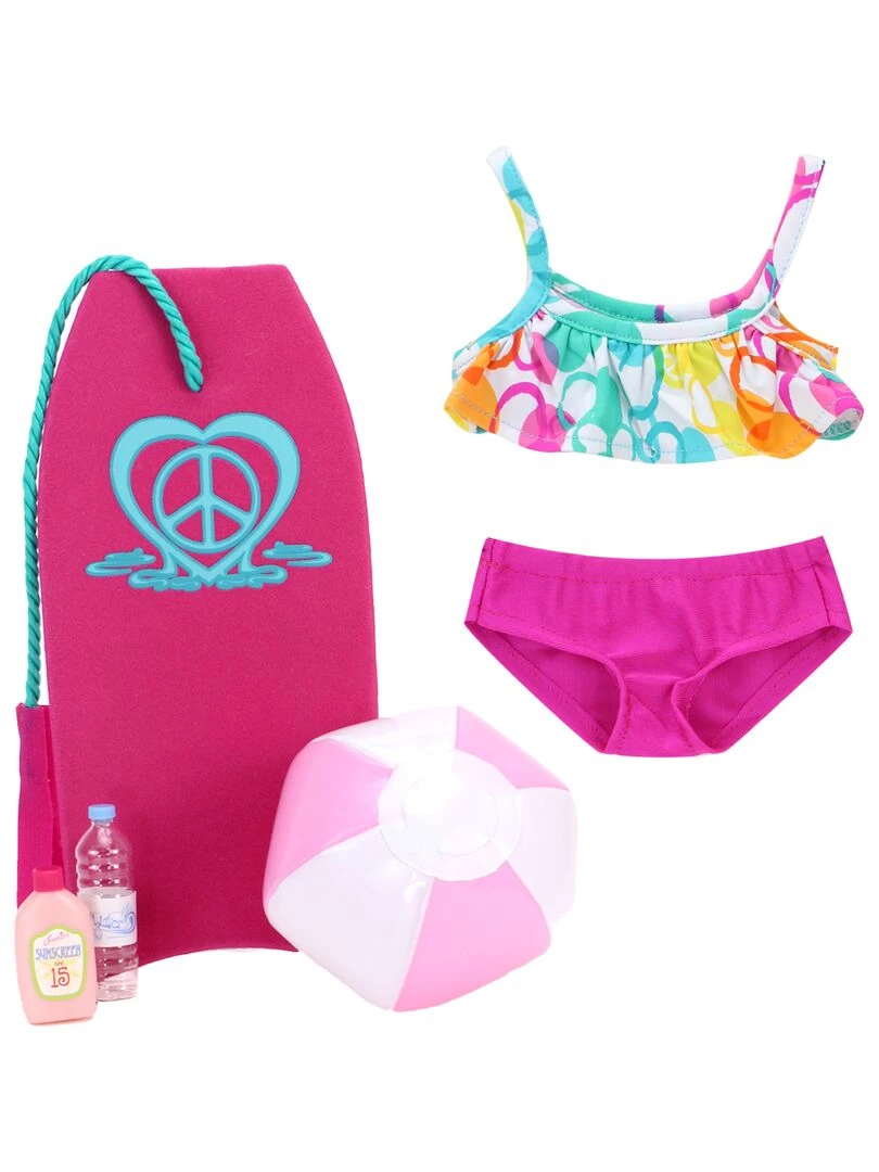 Sophia's Poupee 18" Bikini à Bulles Boogie Board Ballon de Plage Eau et Lotion Solaire N/A