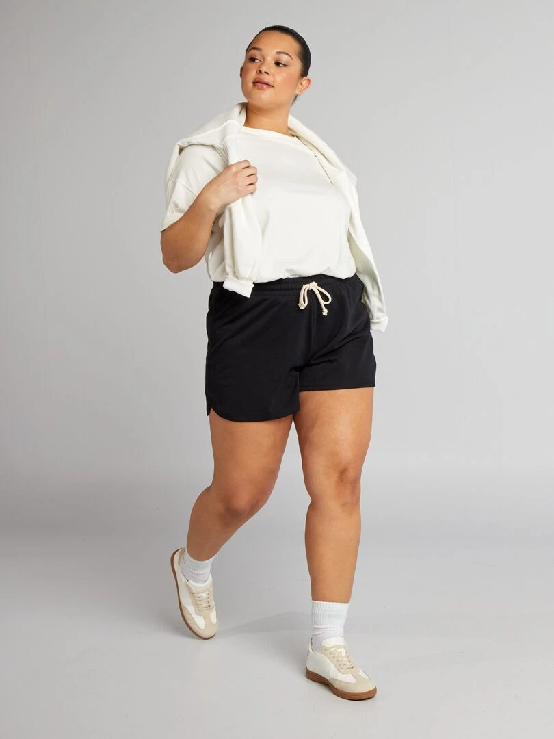 Short de sport chiné en french terry noir