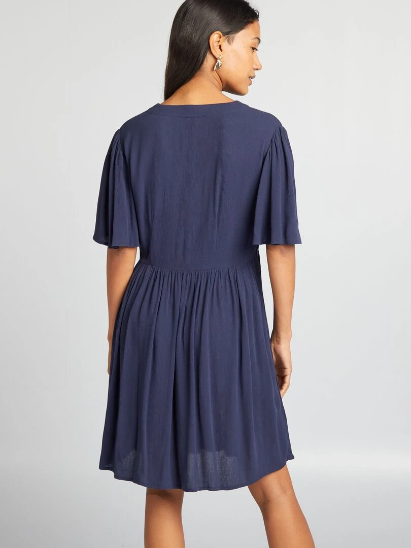 Robe courte en crêpe   Bleu nuit