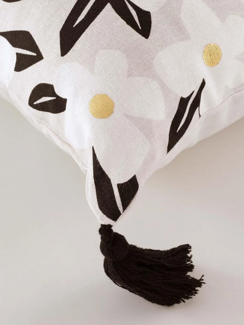 Coussin 45 x 45 cm Darcy fleur or   Blanc