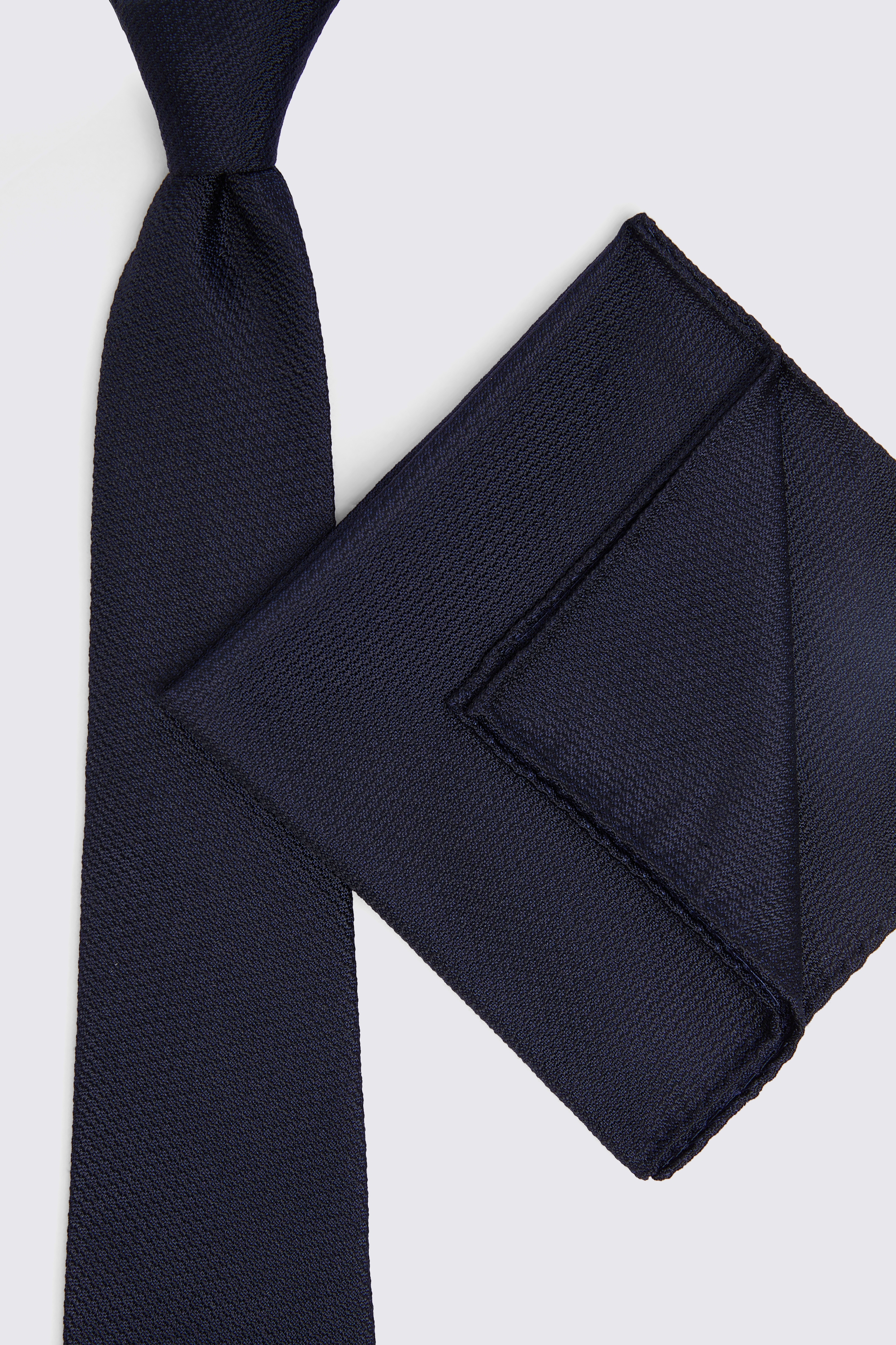 Navy Silk Semi-Plain Pocket Square   Buy Online at Moss