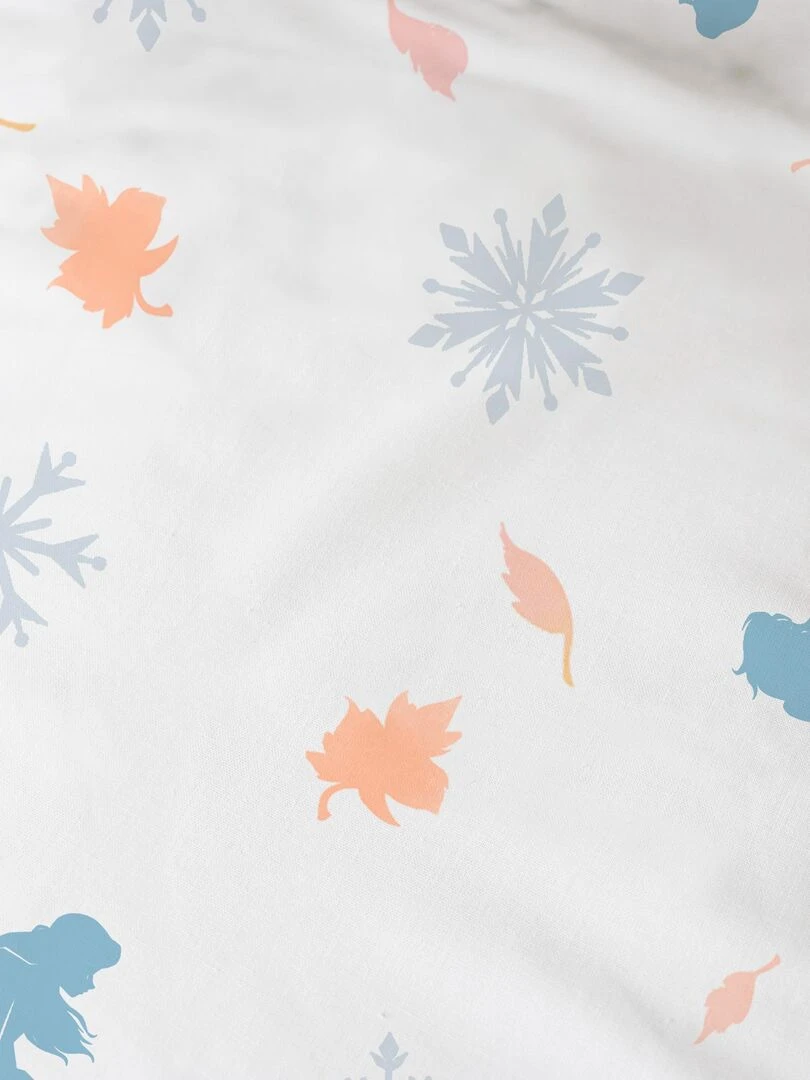 Drap housse imprimé 100% coton  DISNEY HOME FROZEN SISTERS   Blanc
