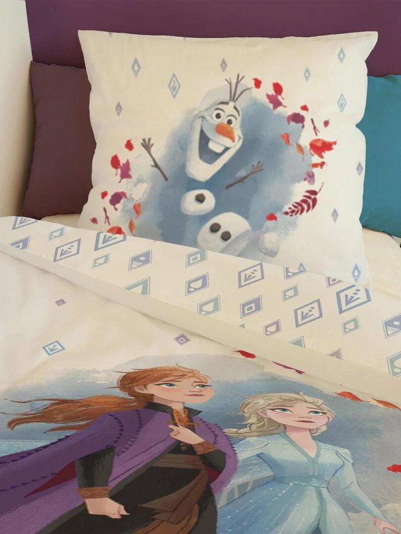 Housse de couette Reine des neiges Disney 140x200 cm   100% Coton   Blanc   Blanc