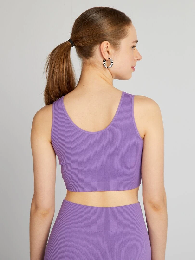 Brassière de sport en maille côtelée   Violet