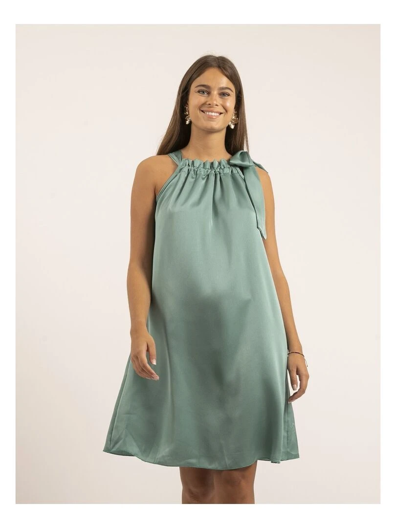 Robe courte satin IMUNE Vert d'eau