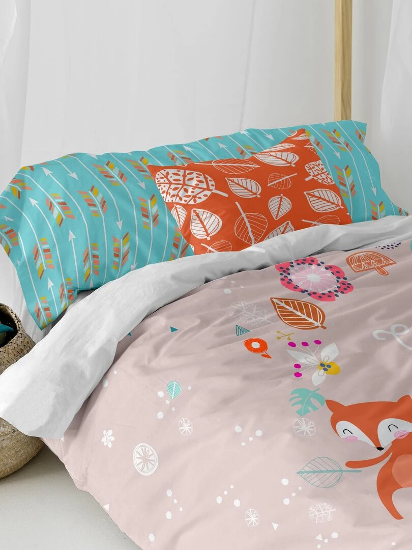 Parure housse de couette 2 pièces Fantasy "Happyfriday" Rose