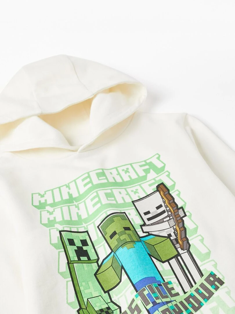 Sweat en Coton pour Garçon 'Minecraft'   LICENSE   Blanc
