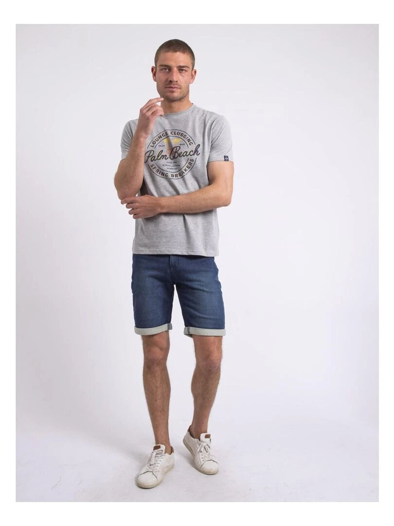 T shirt col rond NAKIWOK   Gris