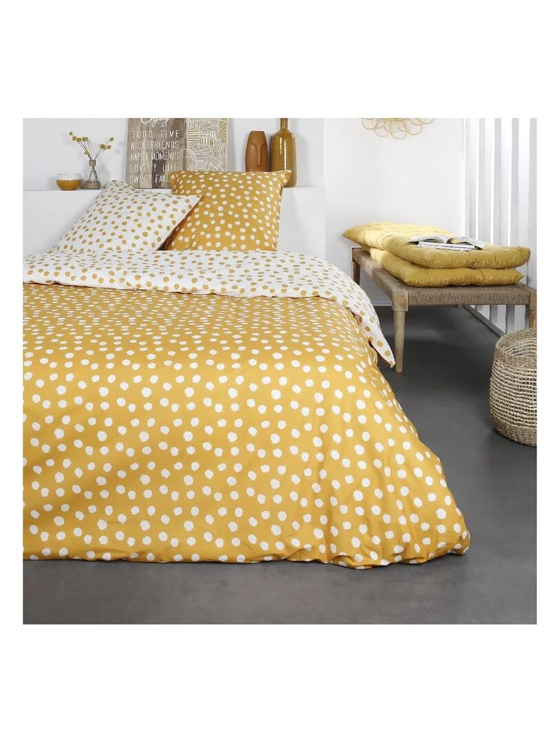 Parure de lit 2 personnes imprimé 'SUNSHINE CALI' 'TODAY' Jaune