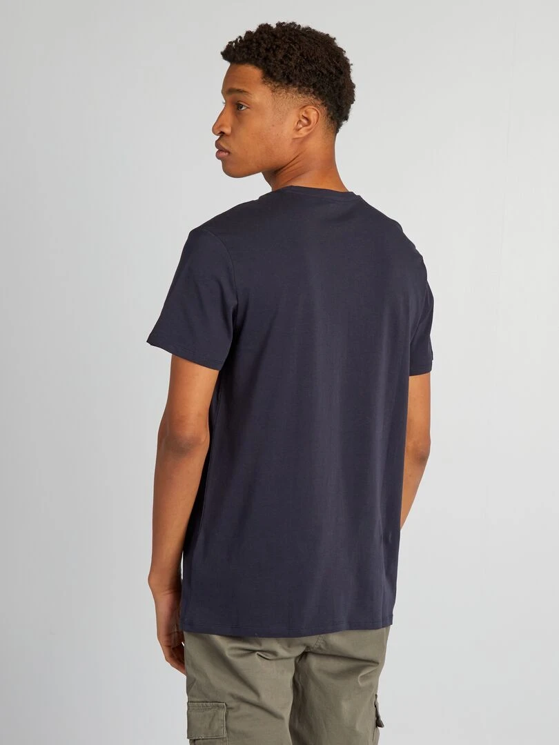 T shirt uni pur coton +1m90   Bleu marine