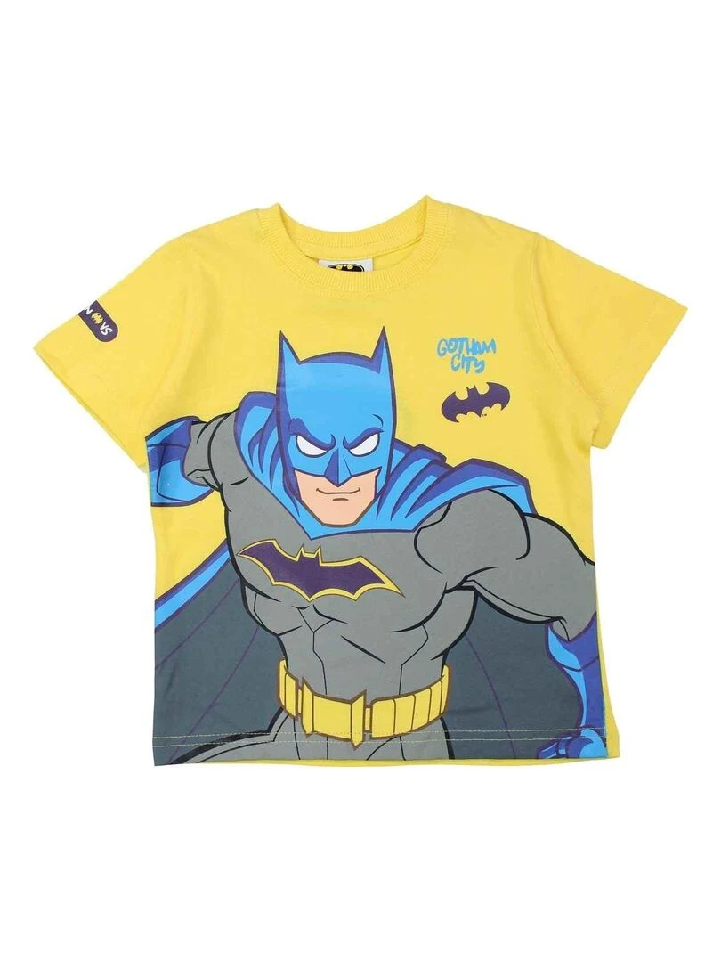 DC Comics T shirt garçon imprimé Batman en coton Jaune