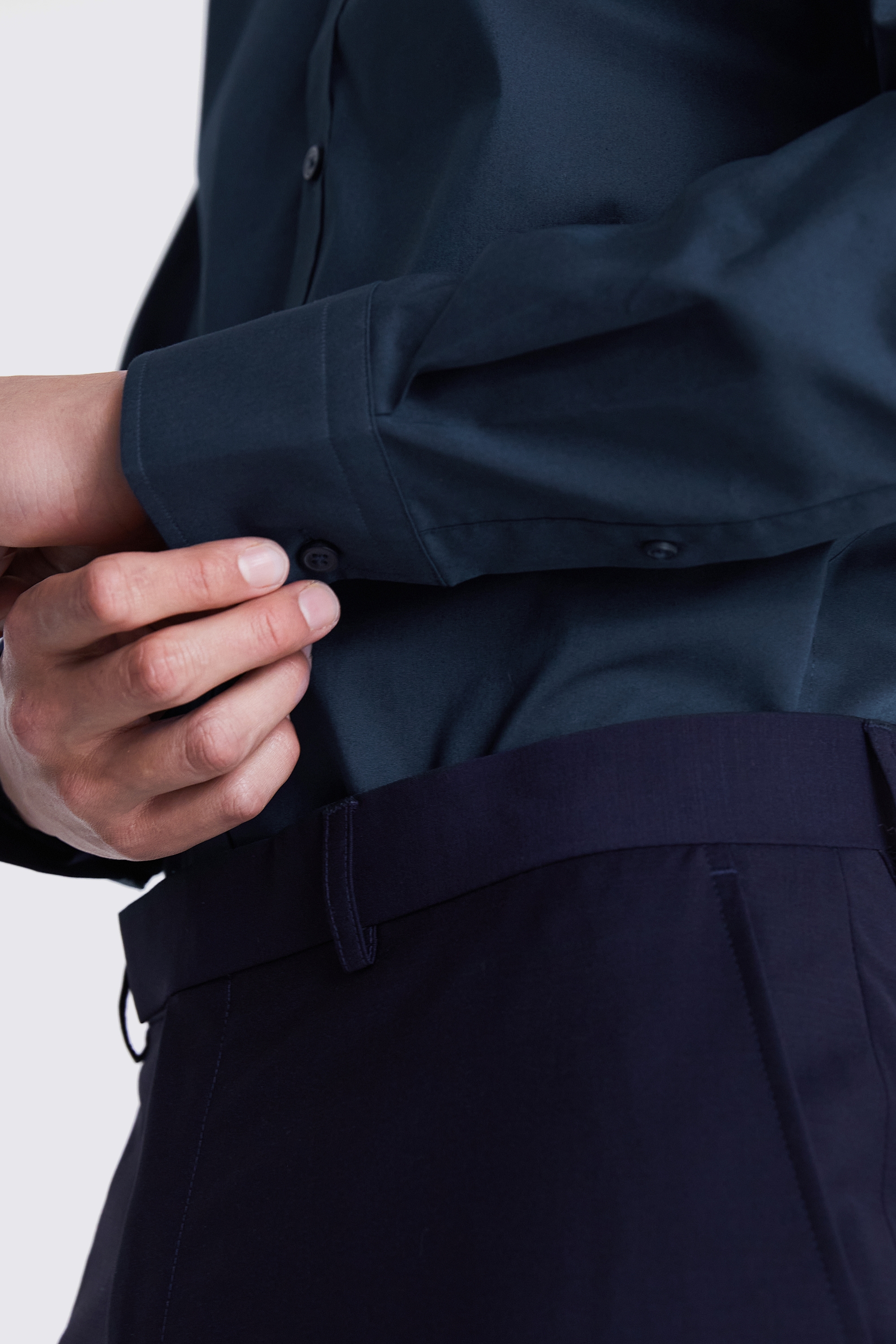 Tailored Fit Dark Blue Stretch Shirt   Buy Online at Moss