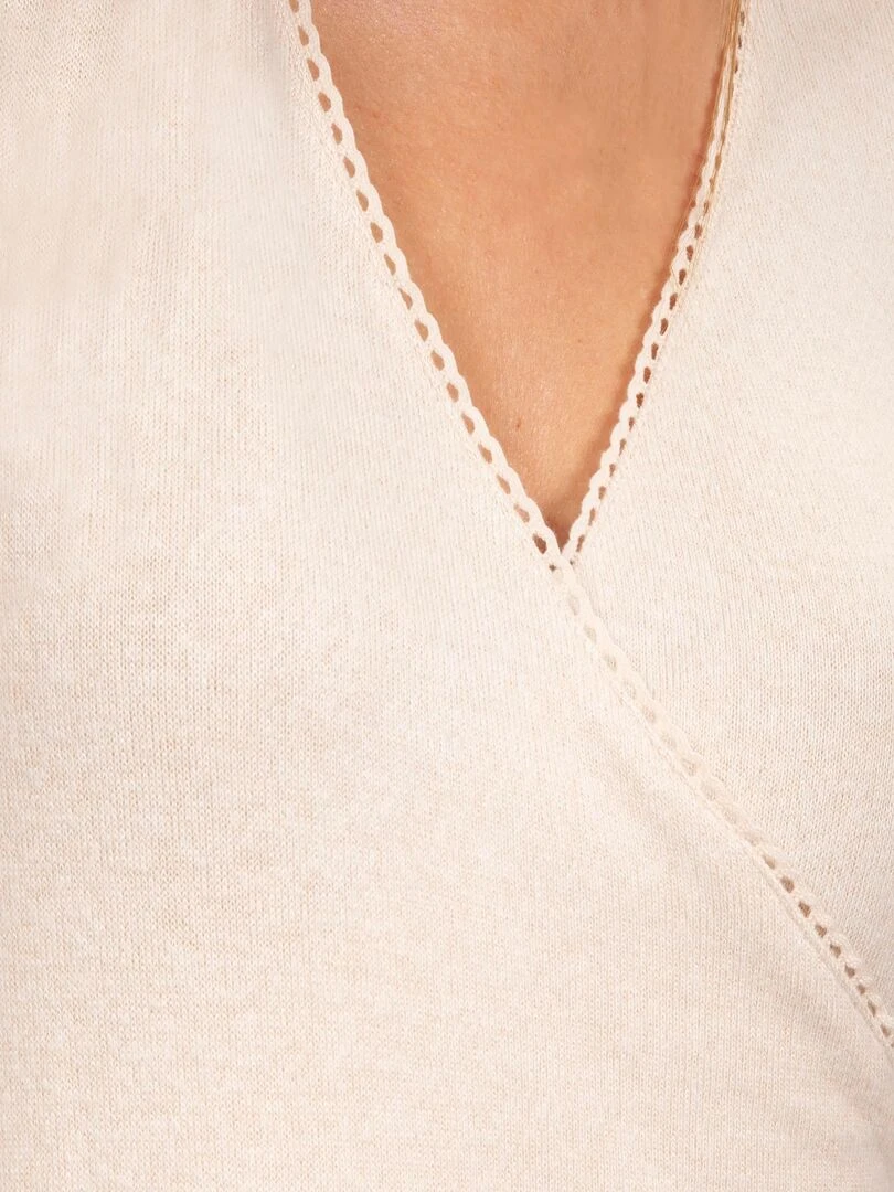 T shirt cache coeur Femme Beige   Beige