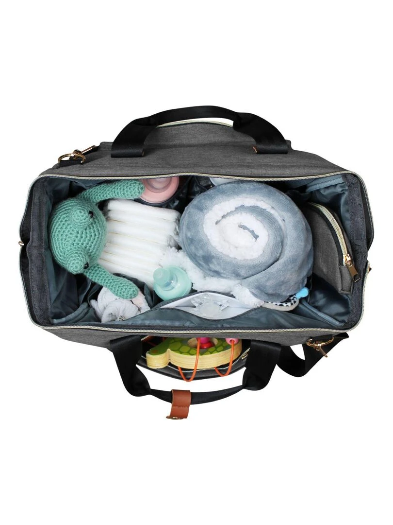Sac à langer multifonction pour bébé 12 poches avec trousse isotherme   Monsieur Bébé   Gris