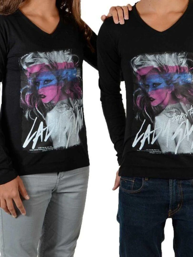 Tee Shirt Little Eleven Paris Gaga LS Mixte Garçon Fille Lady Gaga Noir Noir