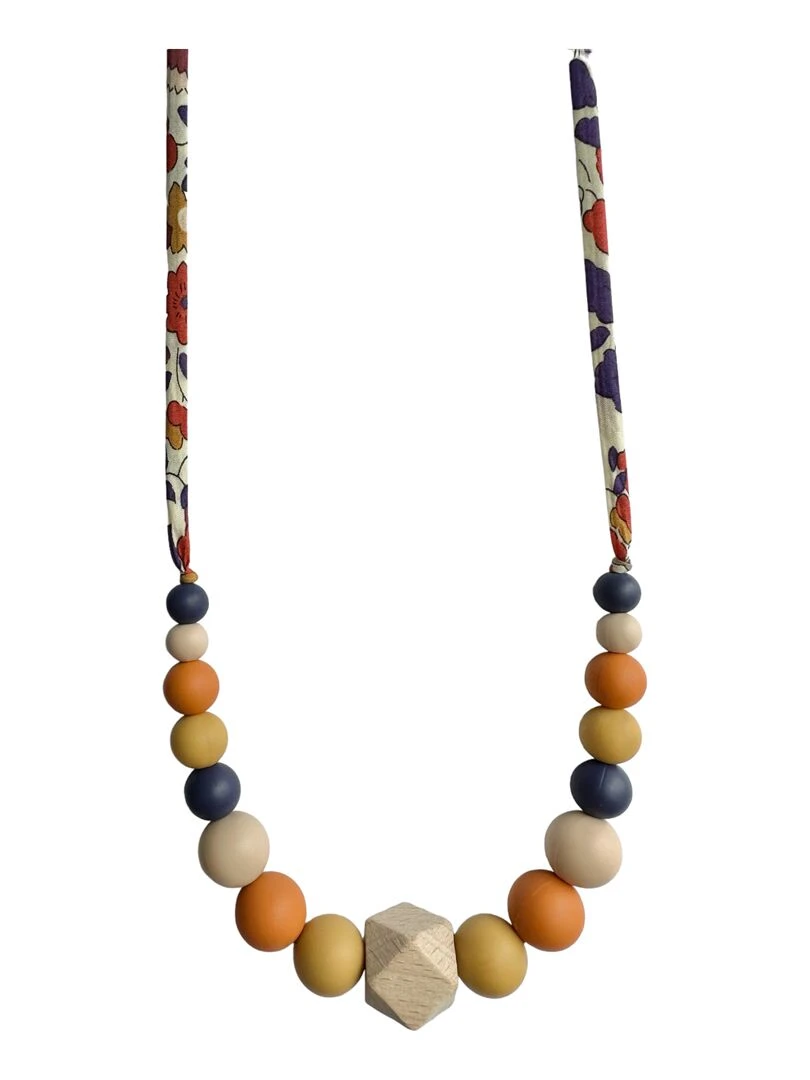 Collier d'allaitement ou de portage silicone et bois 'Automne' Beige argile