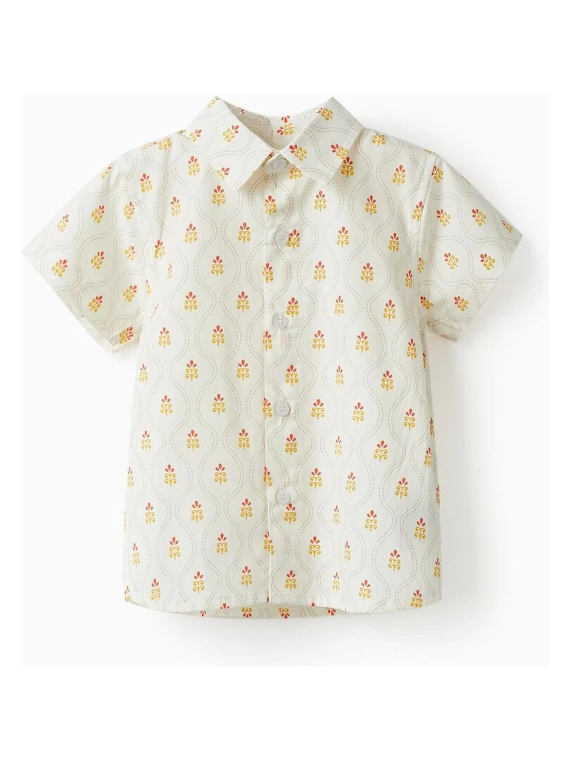 Chemise à manches courtes en coton pour bébé garçon manches courtes CÉRÉMONIE Blanc