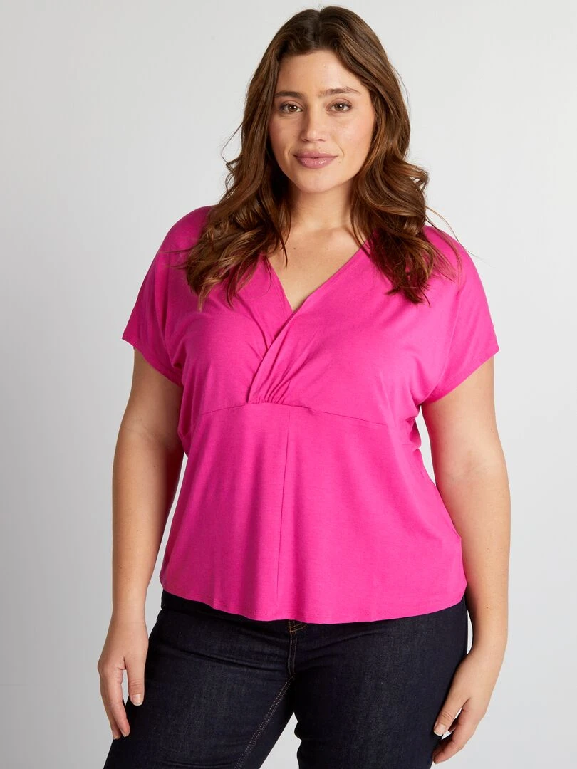 T shirt à manches chauve souris   Rose