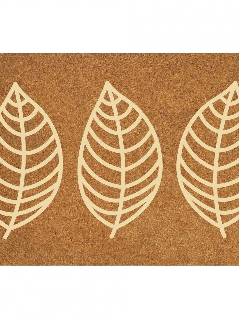 Paillasson coco imprime Multi Feuilles Marron