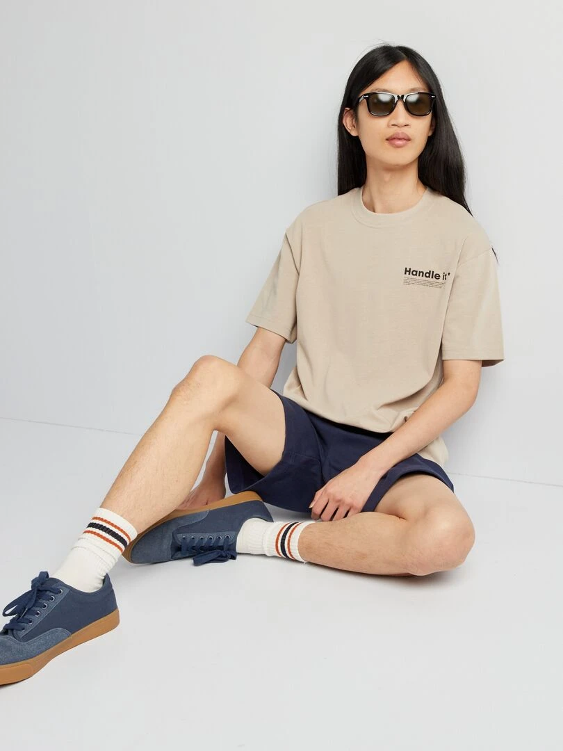 Short en molleton avec poches zippées Noir
