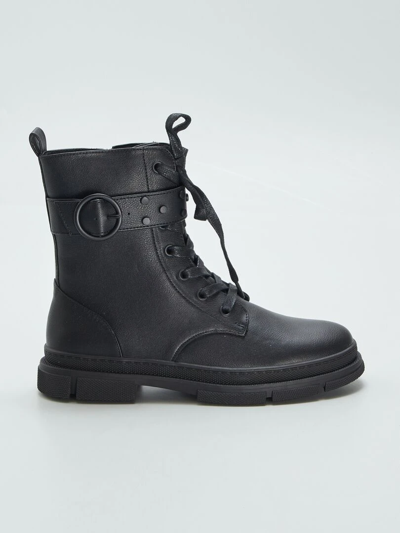 Bottes à lacets et fermeture Noir