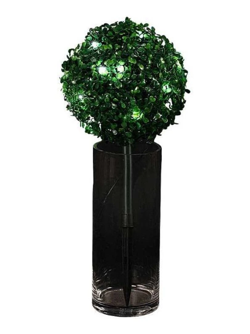 Petite boule de buis intérieur ou extérieur à planter leds Ø25 cm piles Vert