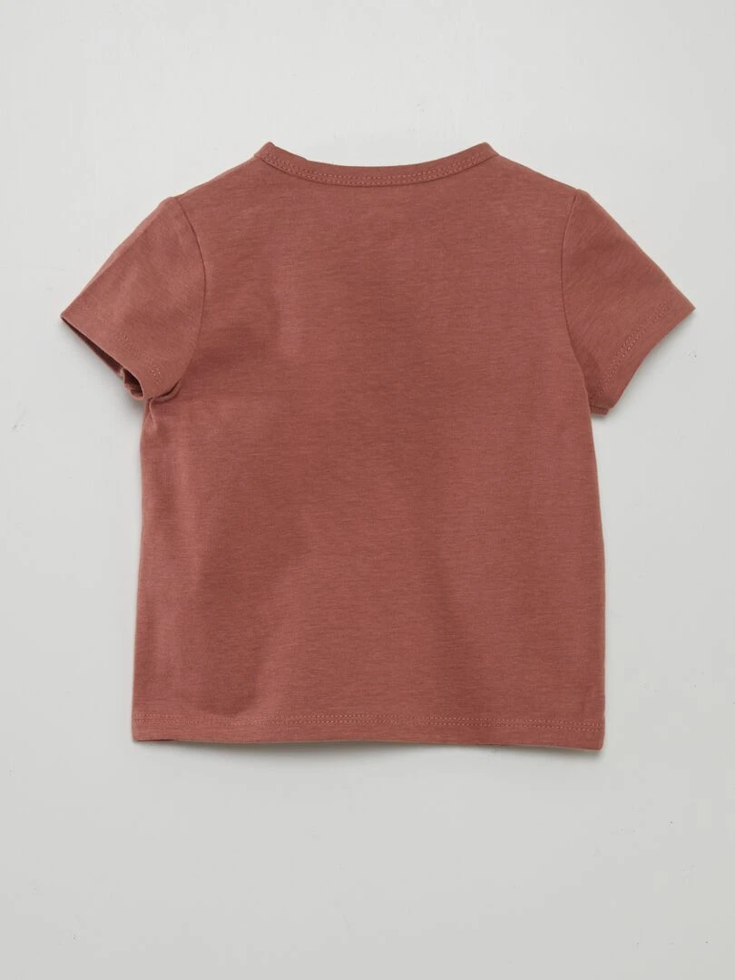 Tee shirt uni avec col boutonné Terracotta