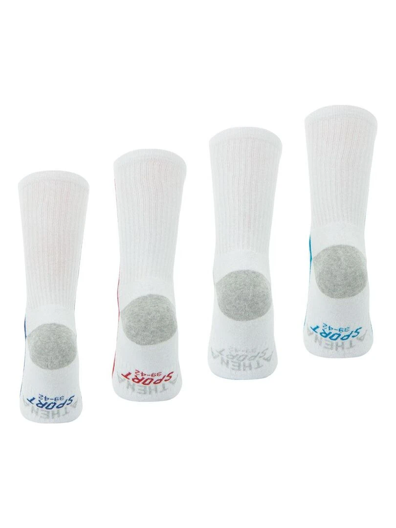 Lot de 4 paires de chaussettes de sport hautes   Blanc