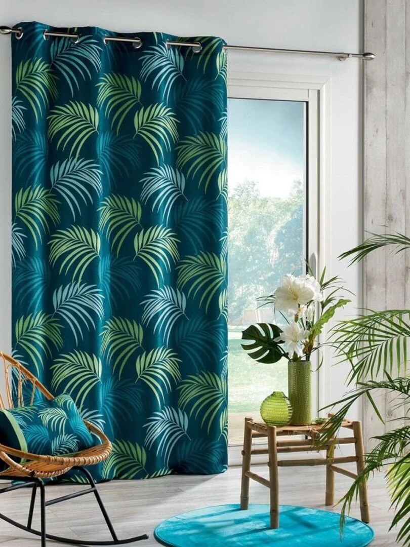 Rideau à œillets 140x260 Blue vegetal bleu   Bleu