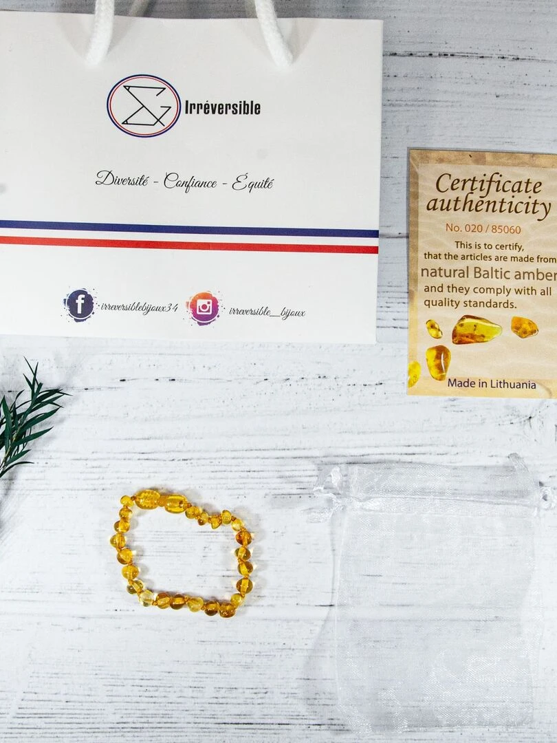 Bracelet Ambre bébé   Honey   Orange