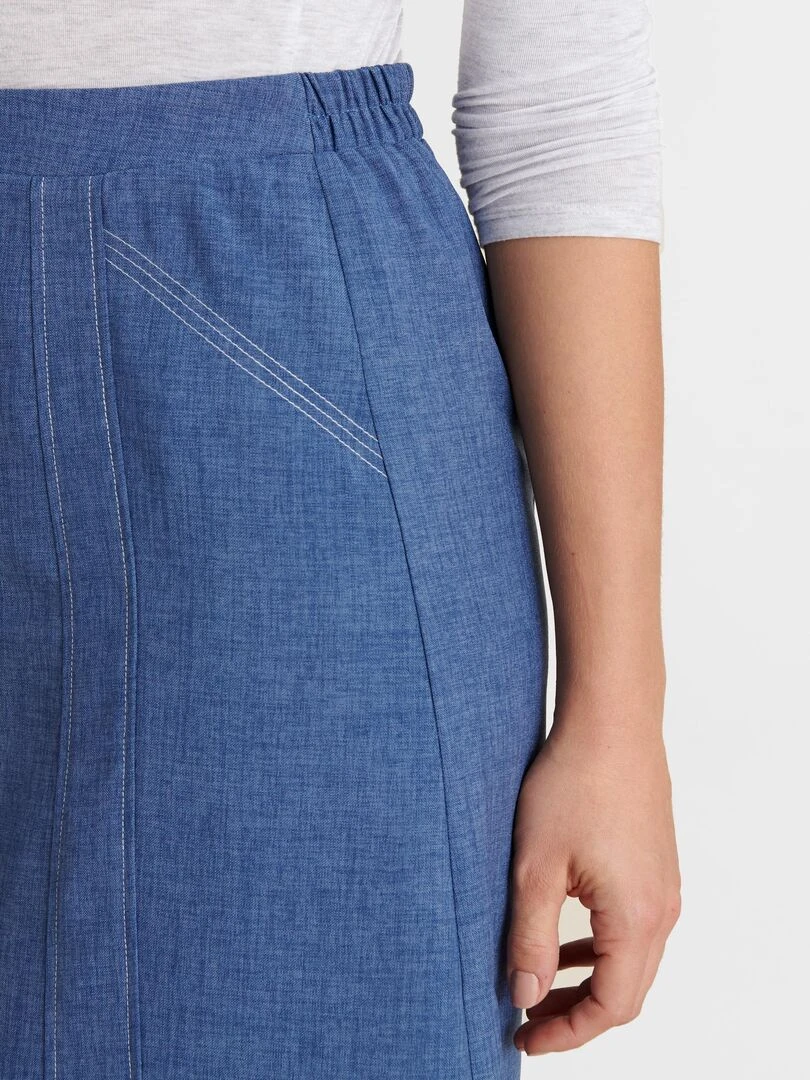 Jupe ample tissu effet lin Damart Bleu