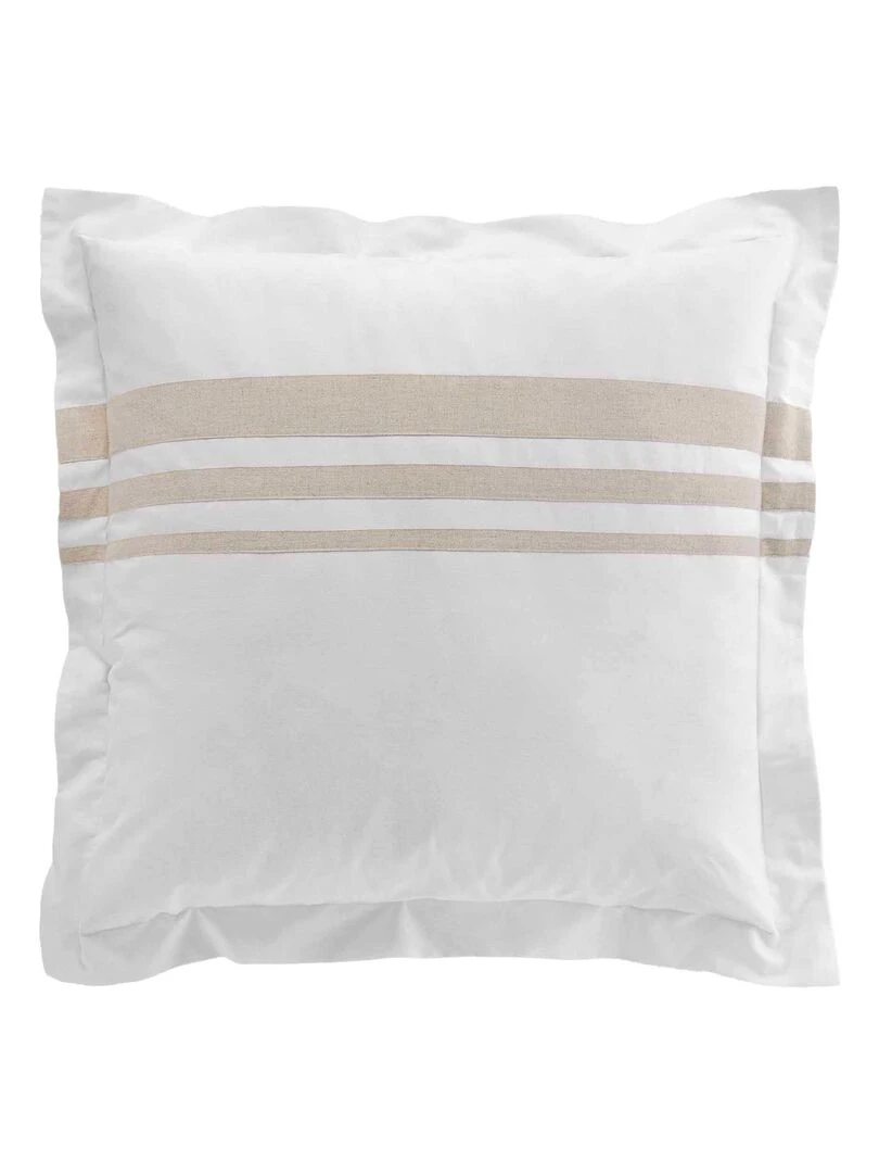 Parure de lit en coton finition lin   Blanc