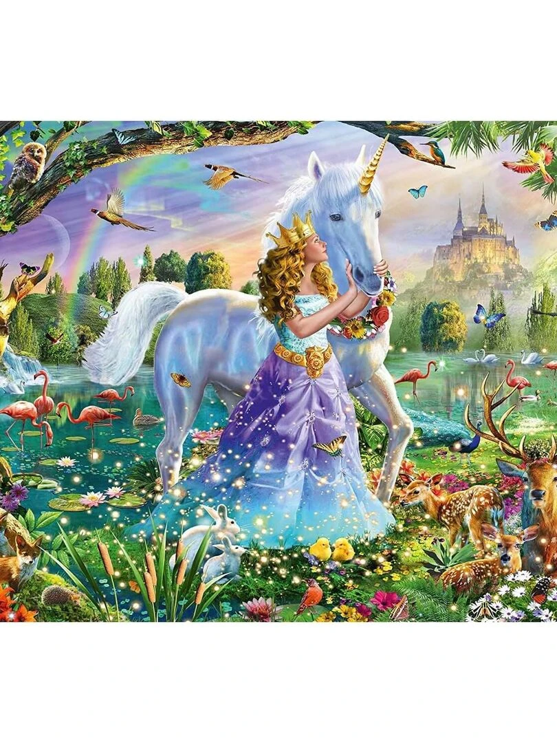 Puzzle 150 pièces : Princesse avec licorne et château N/A
